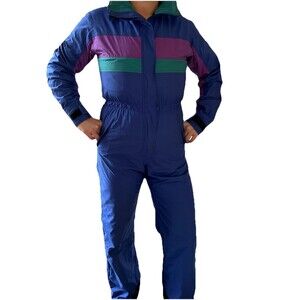 Vintage REI Women’s Medium Ski Suit Retro Blue/Purple Color Block One-Peice